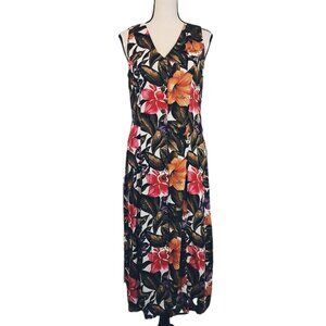 VTG Jamie Brooke Tropical Boho Floral Maxi Dress 90s Summer Grunge Button Up 6